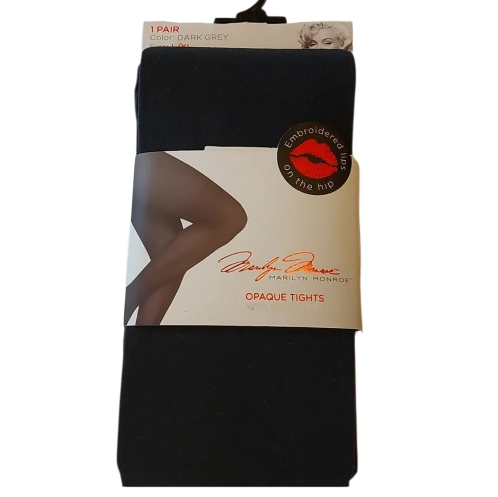 Marilyn Monroe Opaque Tights Dark Gray NEW XL